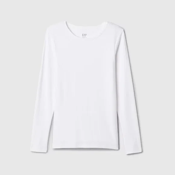 2/$30 GAP Long Sleeve Modern Crew Neck T-Shirt Fresh White XXS #A1145 - Picture 5 of 13